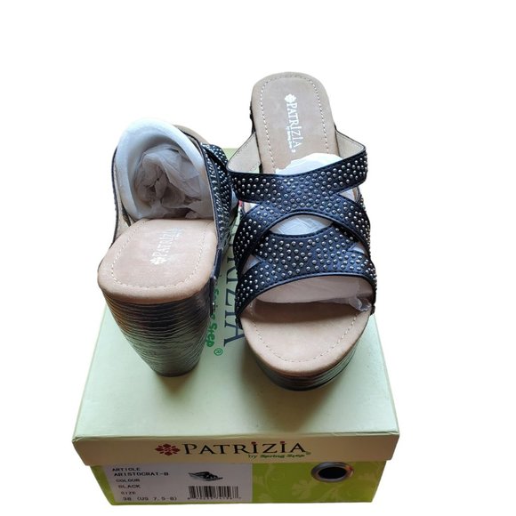 Patrizia by Spring Step‎ ARISTOCRAT Women’s Black Wedge Sandals Size 38(US7.5-8) - Picture 3 of 4